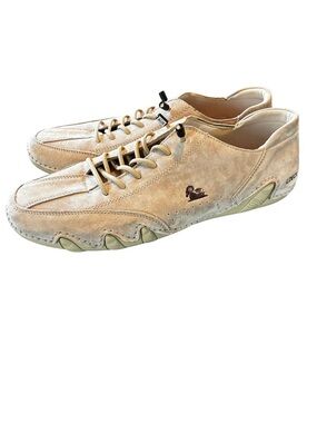 LDECK Beige Suede Leather Driving Shoes EU 47 / Men’s 13 Wide Toe Comfort Casual